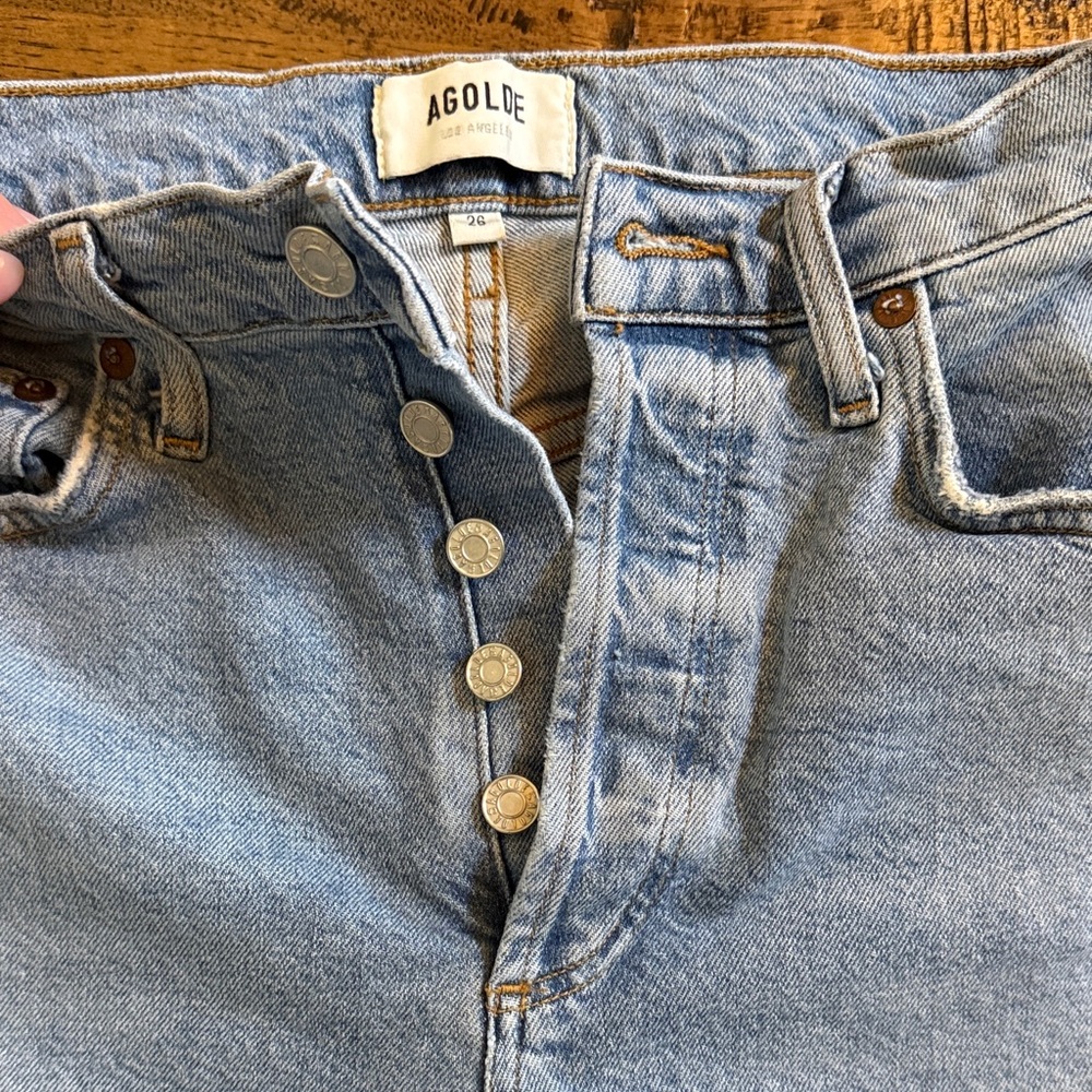 Agolde Light Wash High-Rise Straight Jeans